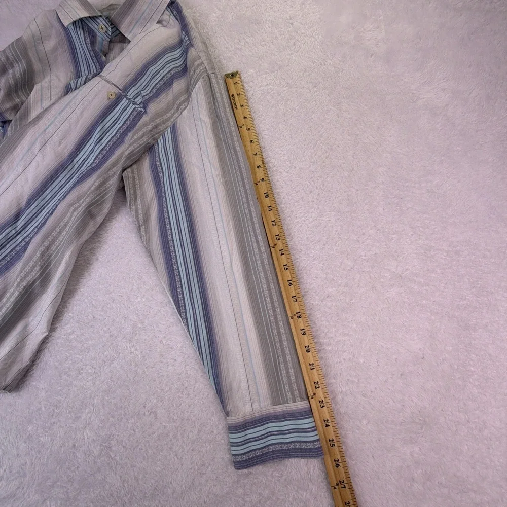 VTG Tommy Bahama‎ Cotton & Silk Long Sleeve Stripe ButtonUp Mens 2XLT Tall
